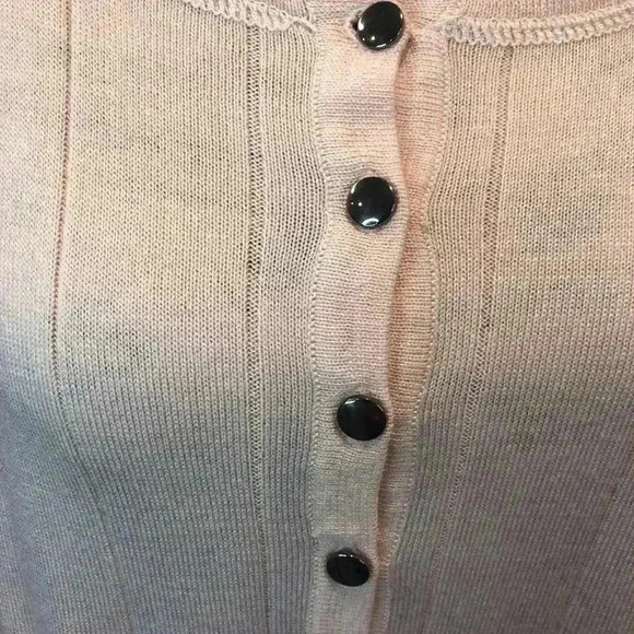 Roamans Large 18/20 Long Pink Button Front Knit sweater L/S Light weight - Picture 3 of 5